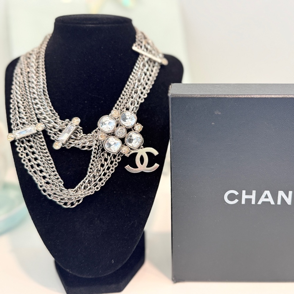 WOW! Amazing CHANEL Necklace Pendant/Belt with Clear and Champagne Crystals!